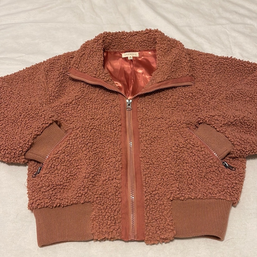 VICI Collection Mauve Textured Bomber Jacket with Pockets size Small